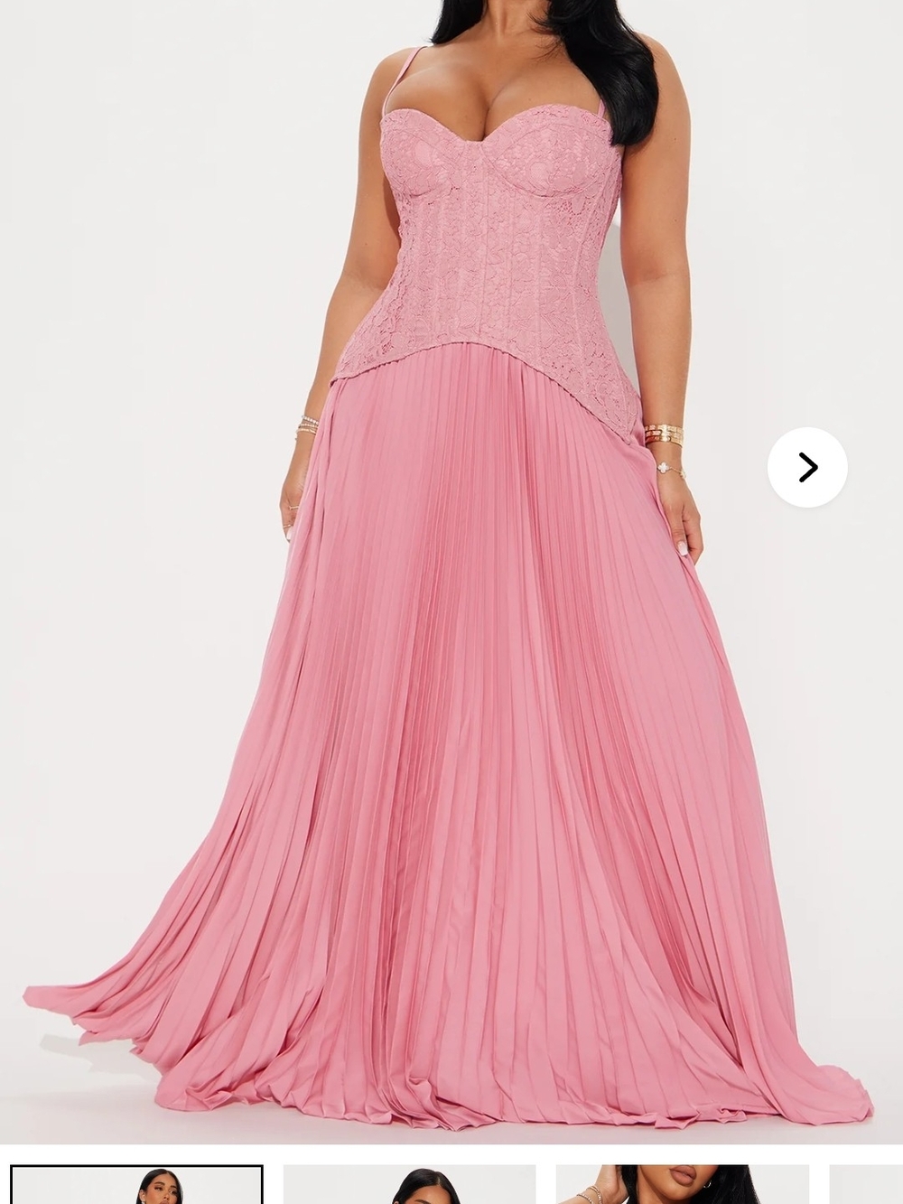 Fashion Nova - Lace Corset Maxi Dress - Pink